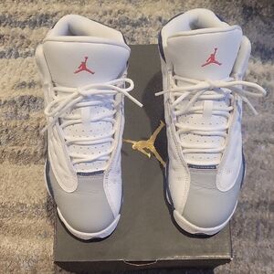 Jordan 13 White and French Blue Sneakers with Iconic Jumpman Logo Worn 2x